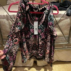 Parker Colorful Velvet Cold Shoulder Top